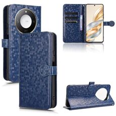 Per Honor X9c Smart / X60 5G Custodia in pelle con trama a nido d'ape (blu)