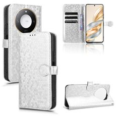 Per Honor X9c Smart / X60 5G Custodia in pelle con trama a nido d'ape (argento)