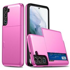 Per Samsung Galaxy S25+ 5G Custodia antiurto con slot per schede (rosso rosa)
