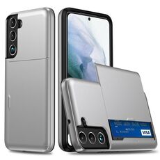 Per Samsung Galaxy S25+ 5G Custodia antiurto con slot per schede (argento)