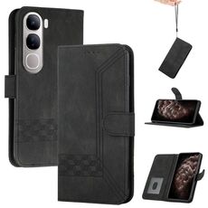 Per vivo Y300 / vivo V40 Lite 4G / 5G IDN Custodia in pelle con cerniera Cubic Skin Feel Flip Phone Case (nero)