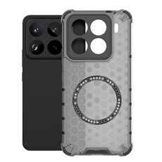 Per Xiaomi 15 Pro Custodia antiurto con anello magnetico a nido d'ape per telefono (nero)