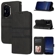 Per Honor 300 Pro 5G / 300 Ultra 5G Custodia in pelle con strisce in rilievo (nero)