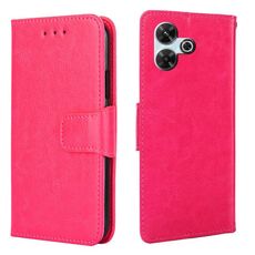 Per Redmi 13 4G Custodia in pelle con texture di cristallo (rosso rosa)