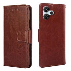 Per Redmi 13 4G Custodia in pelle con texture di cristallo (marrone)