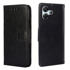Per Redmi 13 4G Custodia in pelle con texture di cristallo (nero)
