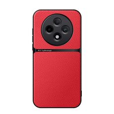 Per OPPO Reno12 F 5G Custodia per telefono antiurto magnetica in pelle Litchi con copertura completa (rossa)