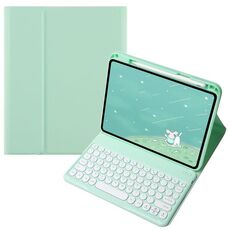 Per OPPO Pad 3 / Pad 2 Custodia in pelle con tastiera Bluetooth color caramella, tasto rotondo con touchpad (verde chiaro)