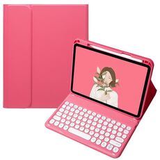 Per OPPO Pad 3 / Pad 2 Custodia in pelle con tastiera Bluetooth color caramella, tasto rotondo con touchpad (rosso)