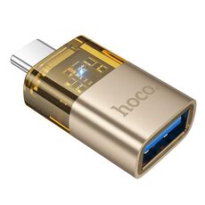 Adattatore trasparente OTG da USB-C/tipo C maschio a USB femmina hoco UA36B (oro)