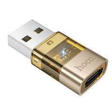 Adattatore trasparente OTG da USB maschio a USB-C / tipo C femmina hoco UA36C (oro)