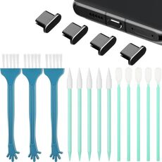 Kit di pulizia della spina antipolvere in metallo per telefoni cellulari con interfaccia TYPE-C (nero)