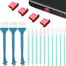 Kit di pulizia della spina antipolvere in metallo per telefoni cellulari con interfaccia TYPE-C (rosso)