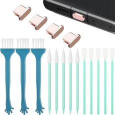 Kit di pulizia per tappi antipolvere in metallo per telefoni cellulari con interfaccia TYPE-C (rosso rosa)
