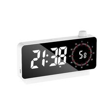 Sveglia con promemoria visivo con specchio a LED multifunzionale e timer di ricarica (bianco)