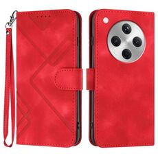 Per OPPO Find X8 Custodia in pelle con motivo a linee (rosso)