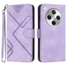 Per OPPO Find X8 Custodia per telefono in pelle con motivo a linee (viola chiaro)