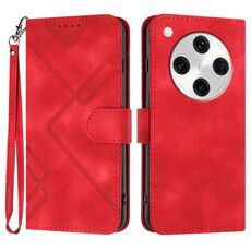 Per OPPO Find X8 Pro Line Pattern Custodia in pelle con motivo Skin Feel (rosso)