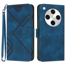 Per OPPO Find X8 Pro Line Pattern Custodia in pelle con effetto pelle (blu reale)