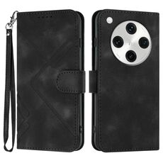 Per OPPO Find X8 Pro Line Pattern Custodia in pelle con motivo Skin Feel (nero)