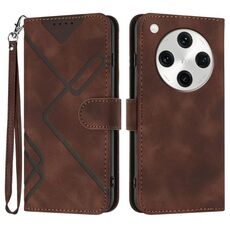 Per OPPO Find X8 Pro Line Pattern Custodia in pelle con motivo Skin Feel (caffè)