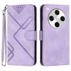 Per OPPO Find X8 Pro Line Pattern Custodia in pelle con motivo Skin Feel (viola chiaro)
