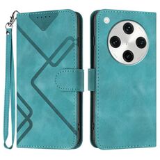 Per OPPO Find X8 Pro Line Pattern Custodia in pelle con motivo Skin Feel (azzurro chiaro)