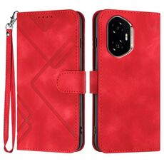 Custodia in pelle con motivo a linee per Honor 300 (rosso)