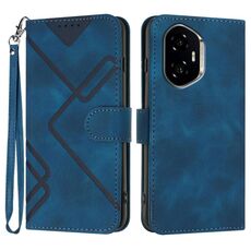 Custodia in pelle con motivo a linee per Honor 300 (blu reale)