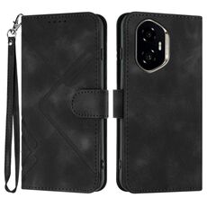 Custodia in pelle con motivo a linee per Honor 300 (nera)