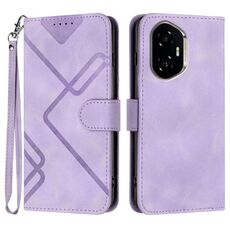 Custodia in pelle con motivo a linee per Honor 300 (viola chiaro)
