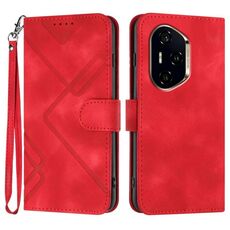 Per Honor 300 Pro / Honor 300 Ultra Line Pattern Custodia in pelle con motivo a pelle (rosso)
