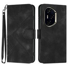 Per Honor 300 Pro / Honor 300 Ultra Line Pattern Custodia in pelle con effetto pelle (nero)