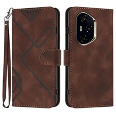 Per Honor 300 Pro / Honor 300 Ultra Line Pattern Custodia in pelle con effetto pelle (caffè)