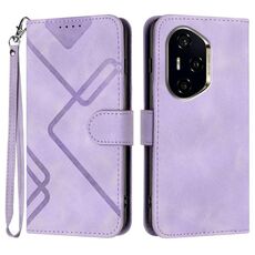 Per Honor 300 Pro / Honor 300 Ultra Line Pattern Custodia in pelle con motivo a pelle (viola chiaro)