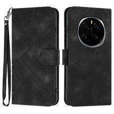 Custodia per telefono in pelle con motivo a linee For Honor Magic7 (nera)