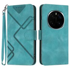 Custodia per telefono in pelle con motivo a linee For Honor Magic7 (azzurro chiaro)