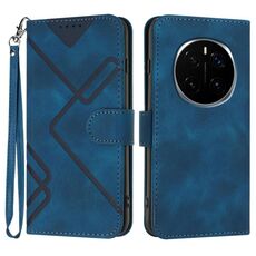Custodia in pelle con motivo a linee per Honor Magic7 Pro (blu reale)