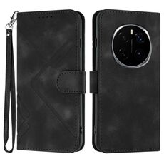 Custodia per telefono in pelle con motivo a linee per Honor Magic7 Pro (nera)