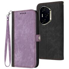 Per Honor 300 Pro / Honor 300 Ultra Custodia in pelle con cinturino a doppia piega e fibbia laterale (viola)