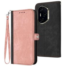 Per Honor 300 Pro / Honor 300 Ultra Custodia in pelle con cinturino a doppia piega e fibbia laterale (rosa)