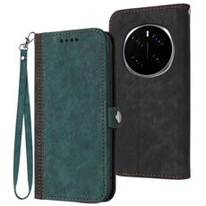 Custodia in pelle per telefono con cinturino a doppia piega e fibbia laterale per Honor Magic7 (verde scuro)