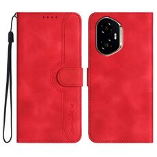 Custodia in pelle con motivo a cuore per Honor 300 (rosso)