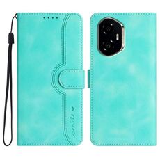 Custodia in pelle con motivo a cuore per Honor 300 (azzurro chiaro)