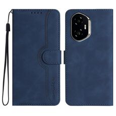 Custodia in pelle con motivo a cuore per Honor 300 (blu reale)