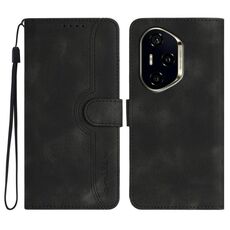 Per Honor 300 Pro / Honor 300 Ultra Custodia in pelle con motivo a cuore (nero)