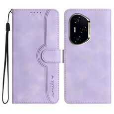 Per Honor 300 Pro / Honor 300 Ultra Custodia in pelle con motivo a cuore (viola)