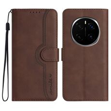 Custodia in pelle con motivo a cuore per Honor Magic7 (marrone)