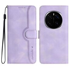 Custodia in pelle con motivo a cuore per Honor Magic7 (viola)
