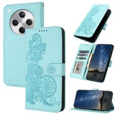 Per OPPO Find X8 Datura Flower Embossed Flip Custodia in Pelle per Telefono (Blu Chiaro)